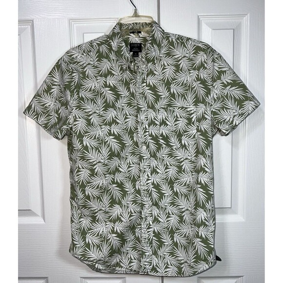 J Crew Flex Washed Palm Floral Tropical Button Shirt Mens Medium Slim Fit - Picture 1 of 6